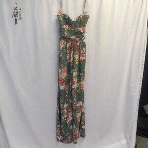 BOG Collective Size Small Green Floral Jumpsuit